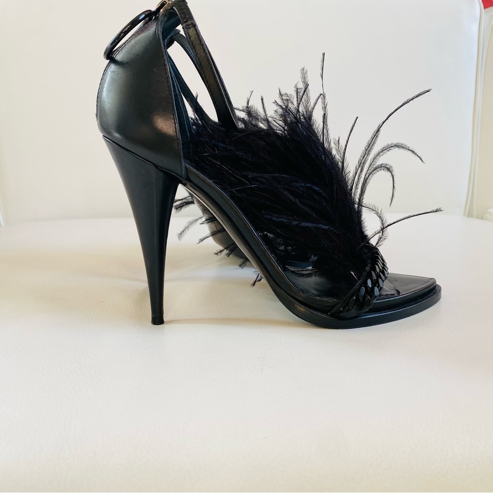 GIVENCHY Runaway Black Feathers Ankle Straps Heel sandals SZ 6/36 - Picture 3 of 13